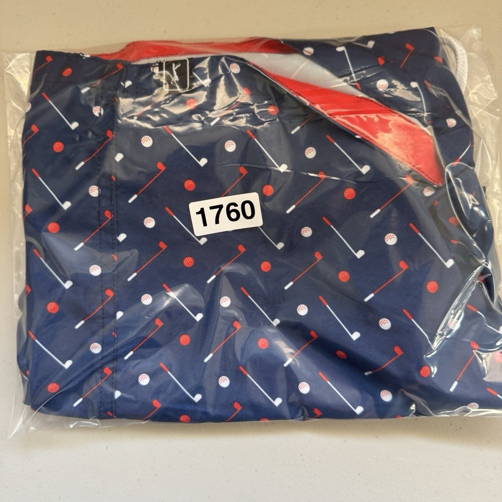 PGA Tour Shorts Mens Small Short Blue Golf Balls Clubs Print Stretch Drawstring - Picture 10 of 10